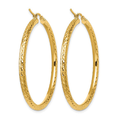 10K Gelbgold Diamantiert 3mm Rund Creolen