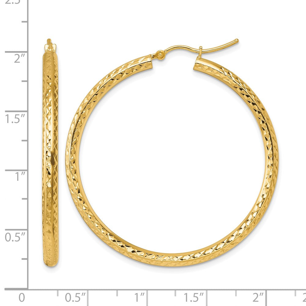 10K Gelbgold Diamantiert 3mm Rund Creolen
