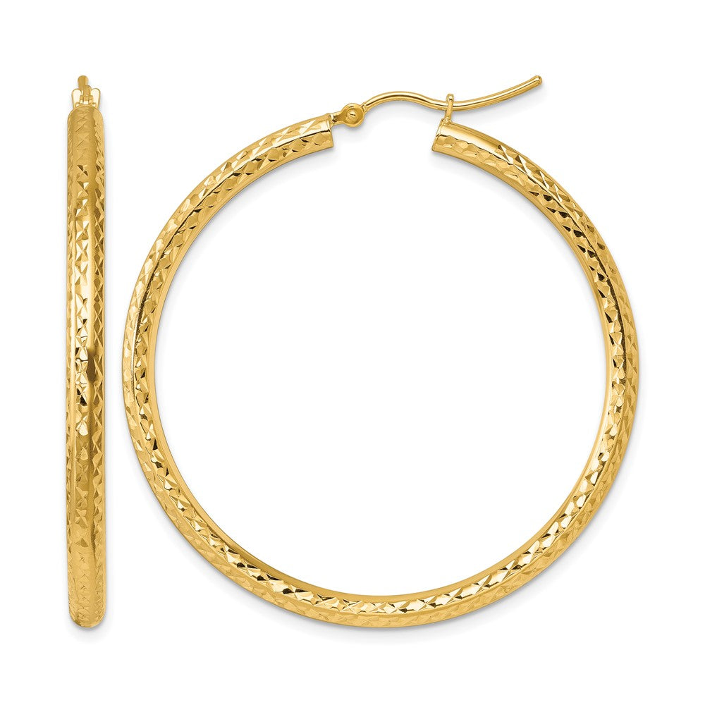 10K Gelbgold Diamantiert 3mm Rund Creolen