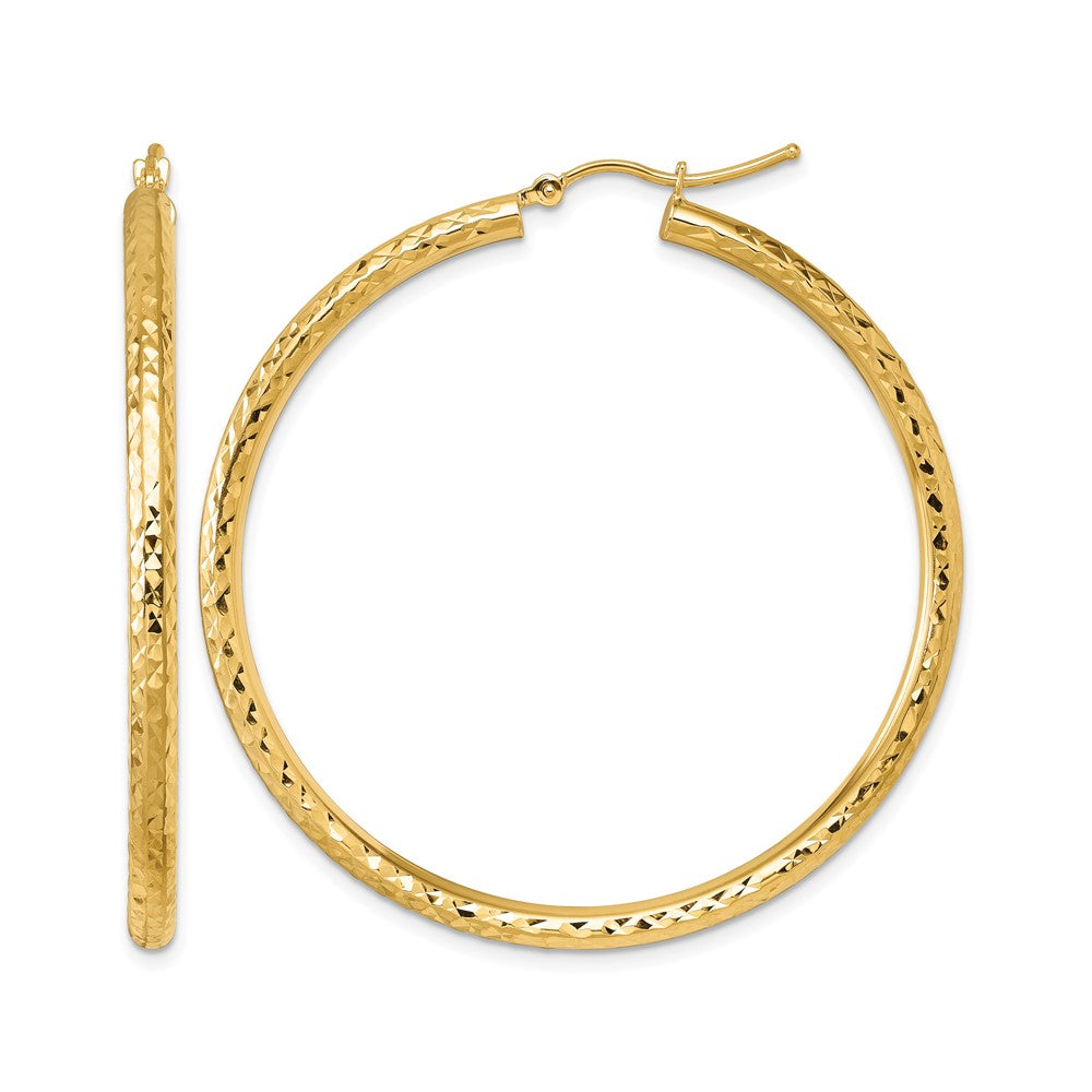 10K Gelbgold Diamantiert 3mm Rund Creolen