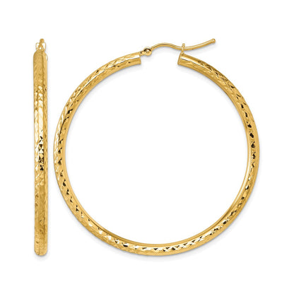 10K Gelbgold Diamantiert 3mm Rund Creolen