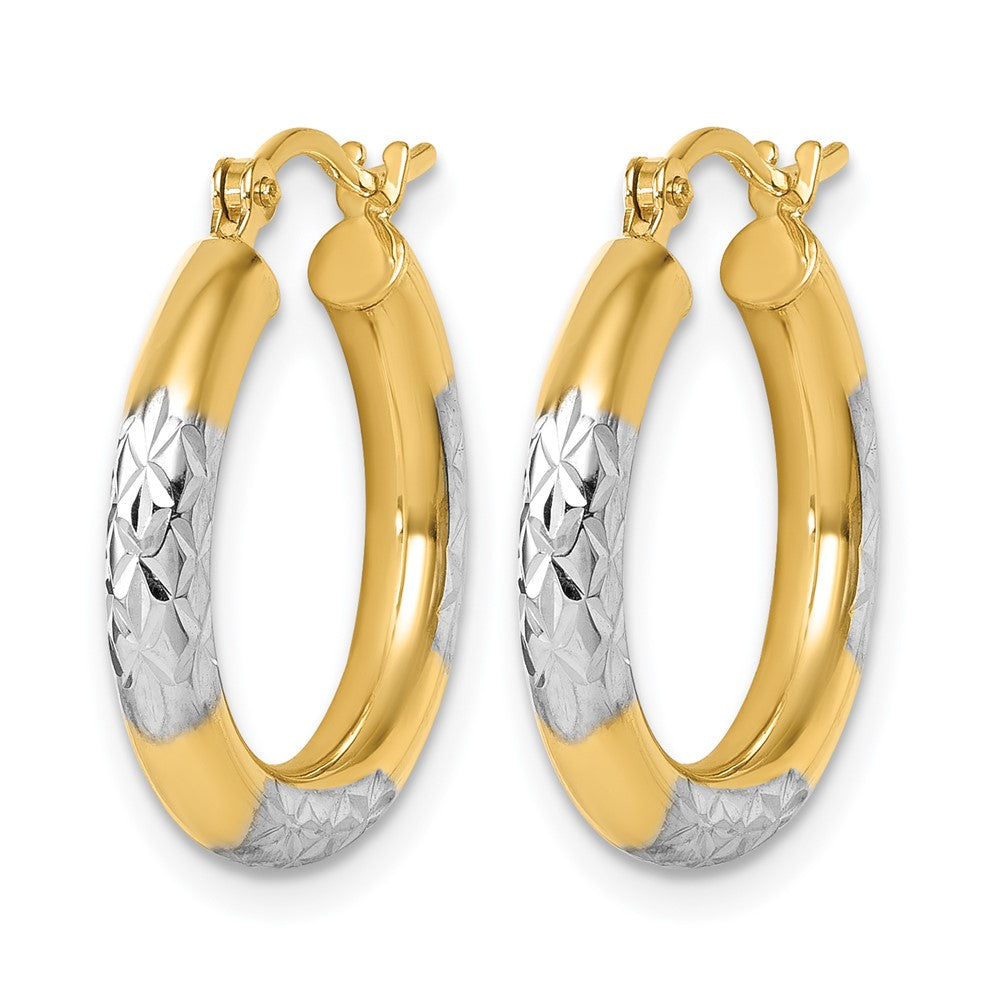 10K Gelbgold mit Rhodium Diamantiert 3mm Creolen