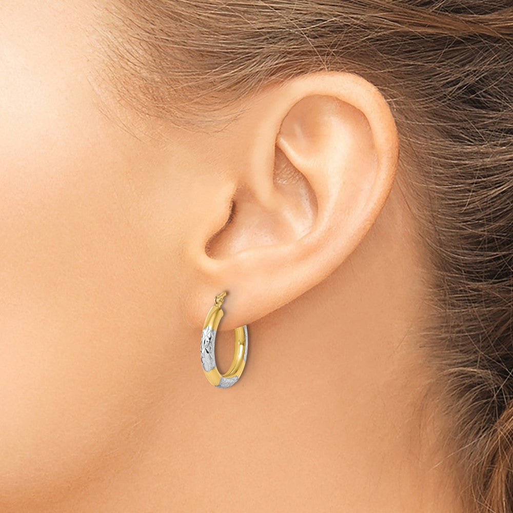 10K Gelbgold mit Rhodium Diamantiert 3mm Creolen