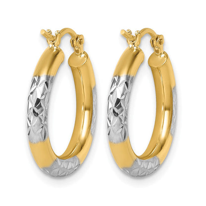 10K Gelbgold mit Rhodium Diamantiert 3mm Creolen