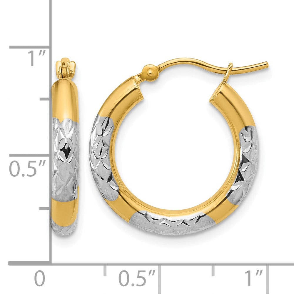 10K Gelbgold mit Rhodium Diamantiert 3mm Creolen