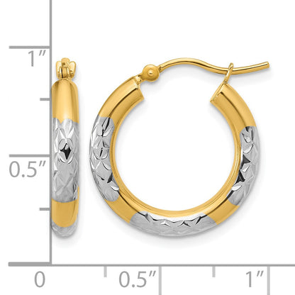 10K Gelbgold mit Rhodium Diamantiert 3mm Creolen