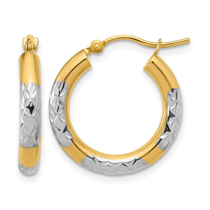 10K Gelbgold mit Rhodium Diamantiert 3mm Creolen