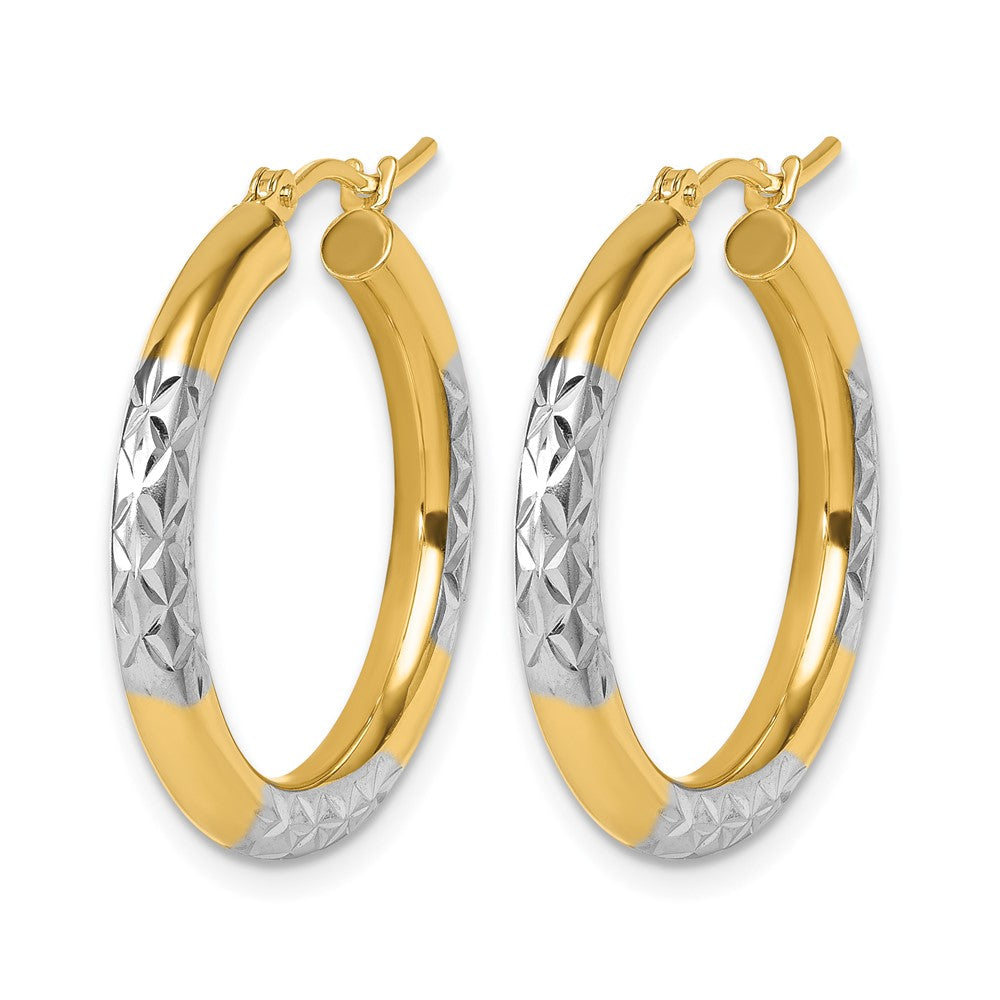10K Gelbgold mit Rhodium Diamantiert 3mm Creolen