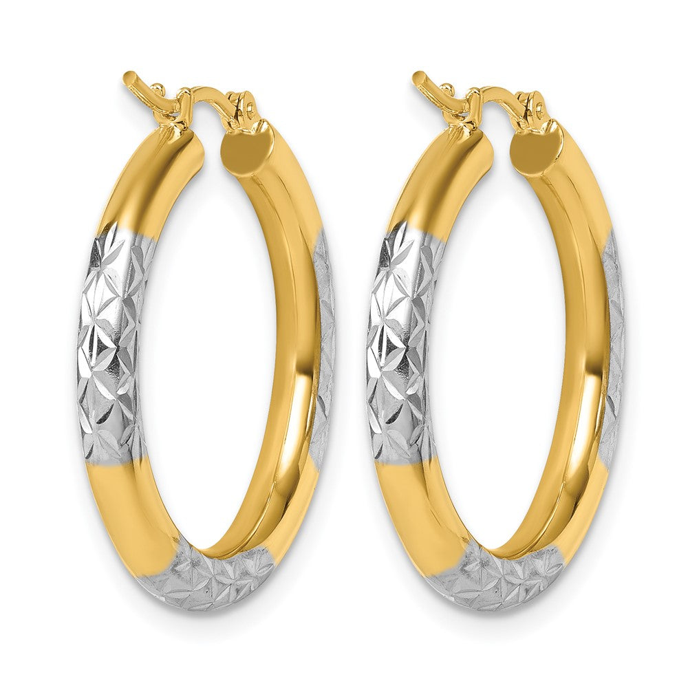 10K Gelbgold mit Rhodium Diamantiert 3mm Creolen