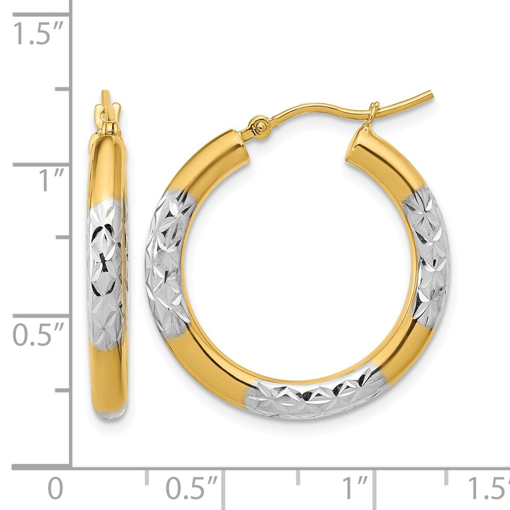 10K Gelbgold mit Rhodium Diamantiert 3mm Creolen