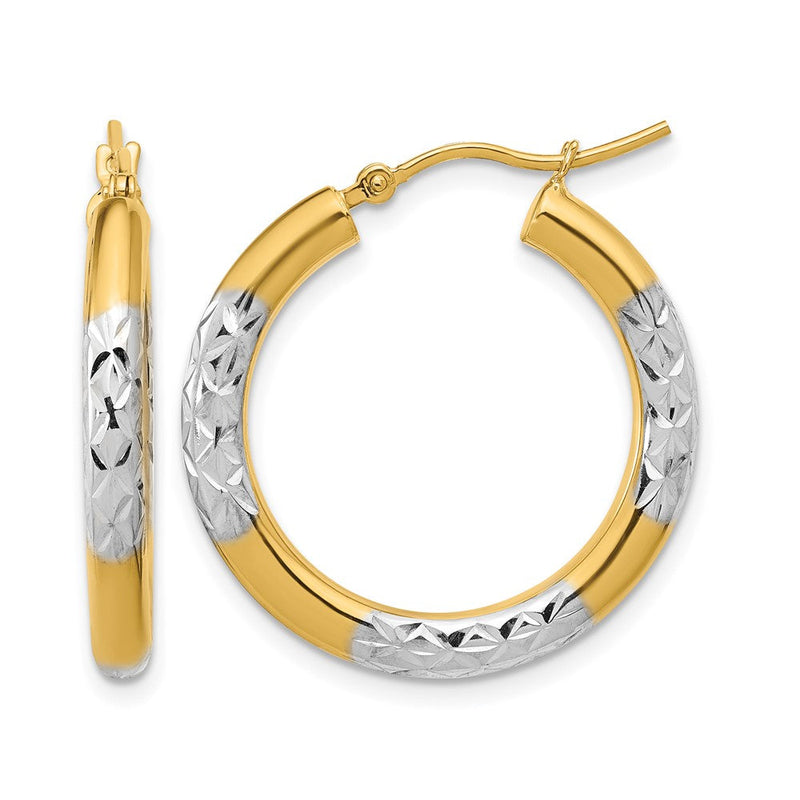 10K Gelbgold mit Rhodium Diamantiert 3mm Creolen