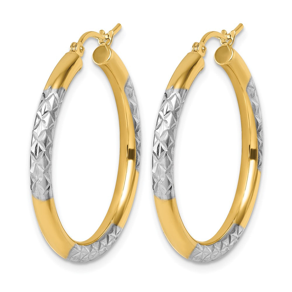 10K Gelbgold mit Rhodium Diamantiert 3mm Creolen