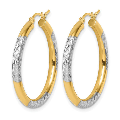 10K Gelbgold mit Rhodium Diamantiert 3mm Creolen