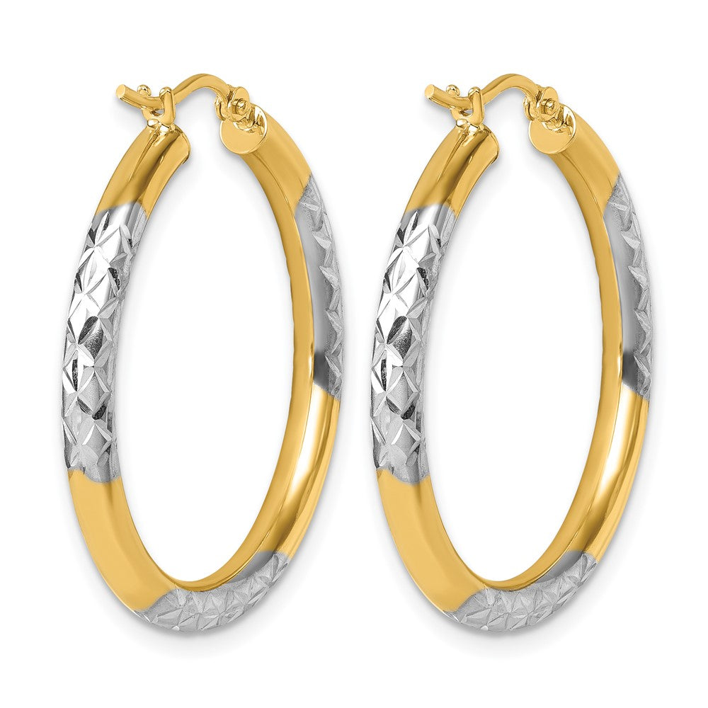 10K Gelbgold mit Rhodium Diamantiert 3mm Creolen