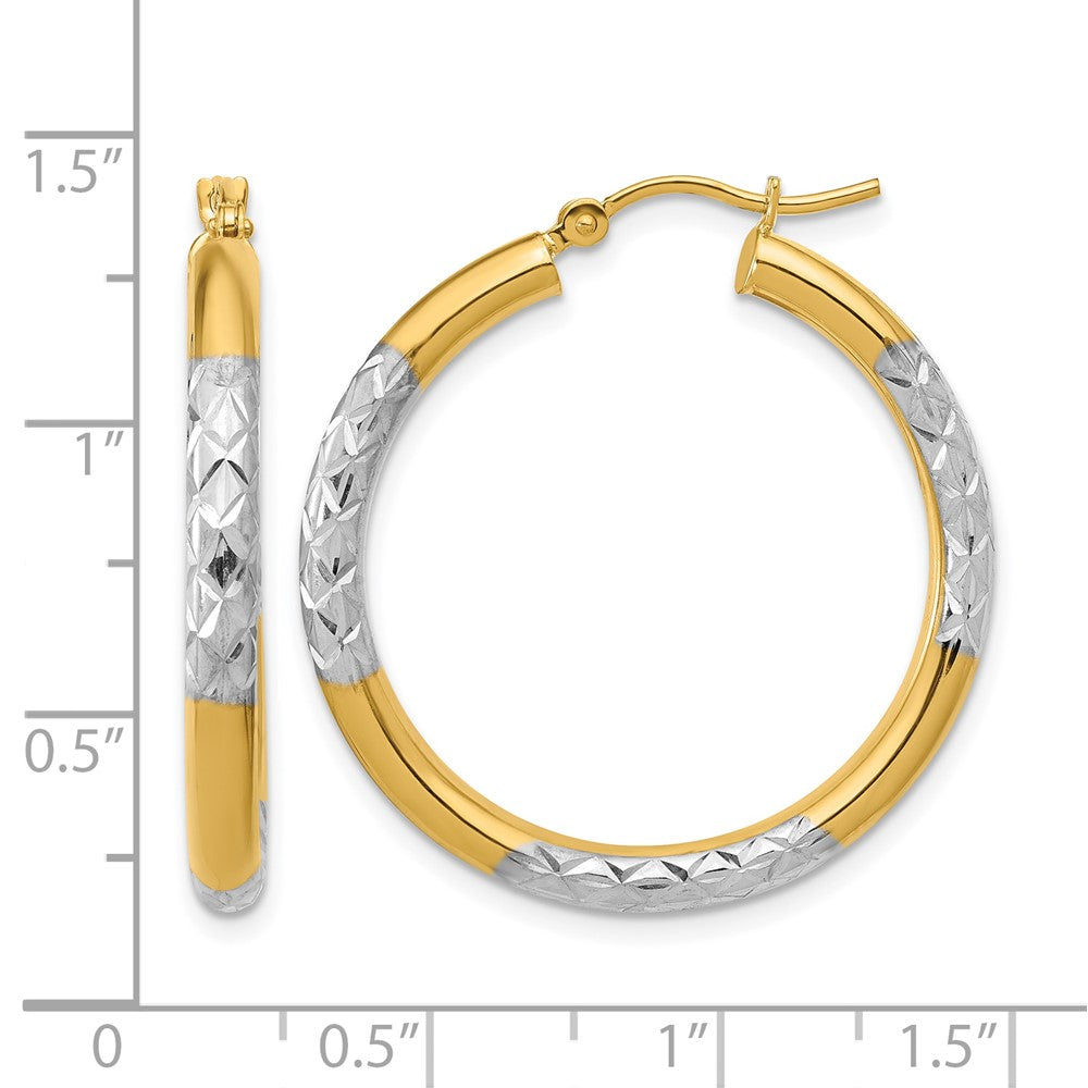 10K Gelbgold mit Rhodium Diamantiert 3mm Creolen