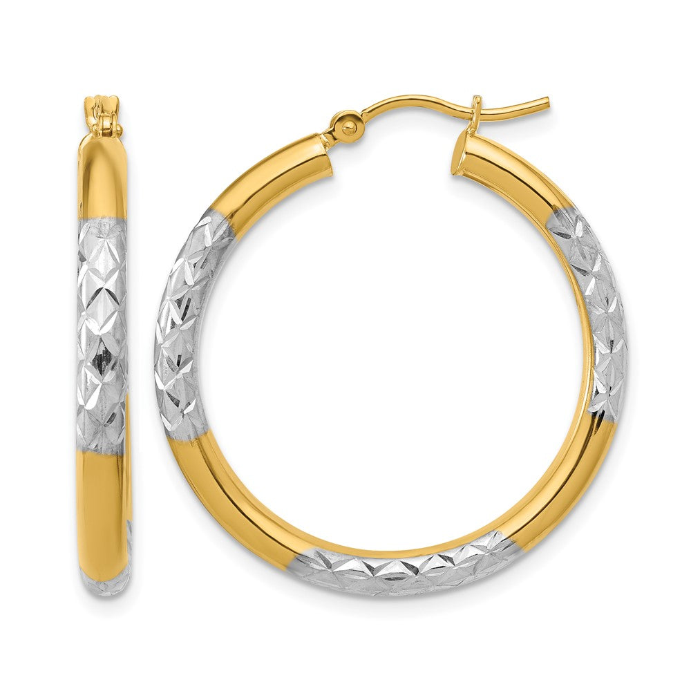10K Gelbgold mit Rhodium Diamantiert 3mm Creolen