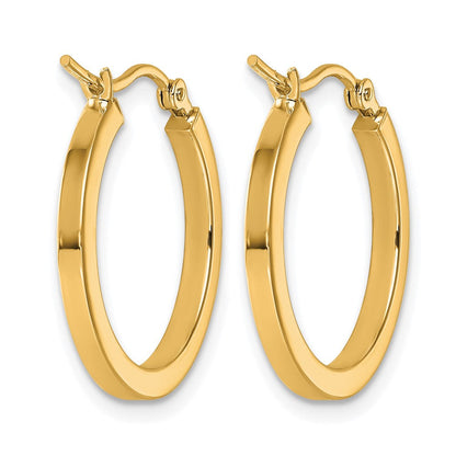 10K Gelbgold 2mm Quadratisch Röhre Creolen