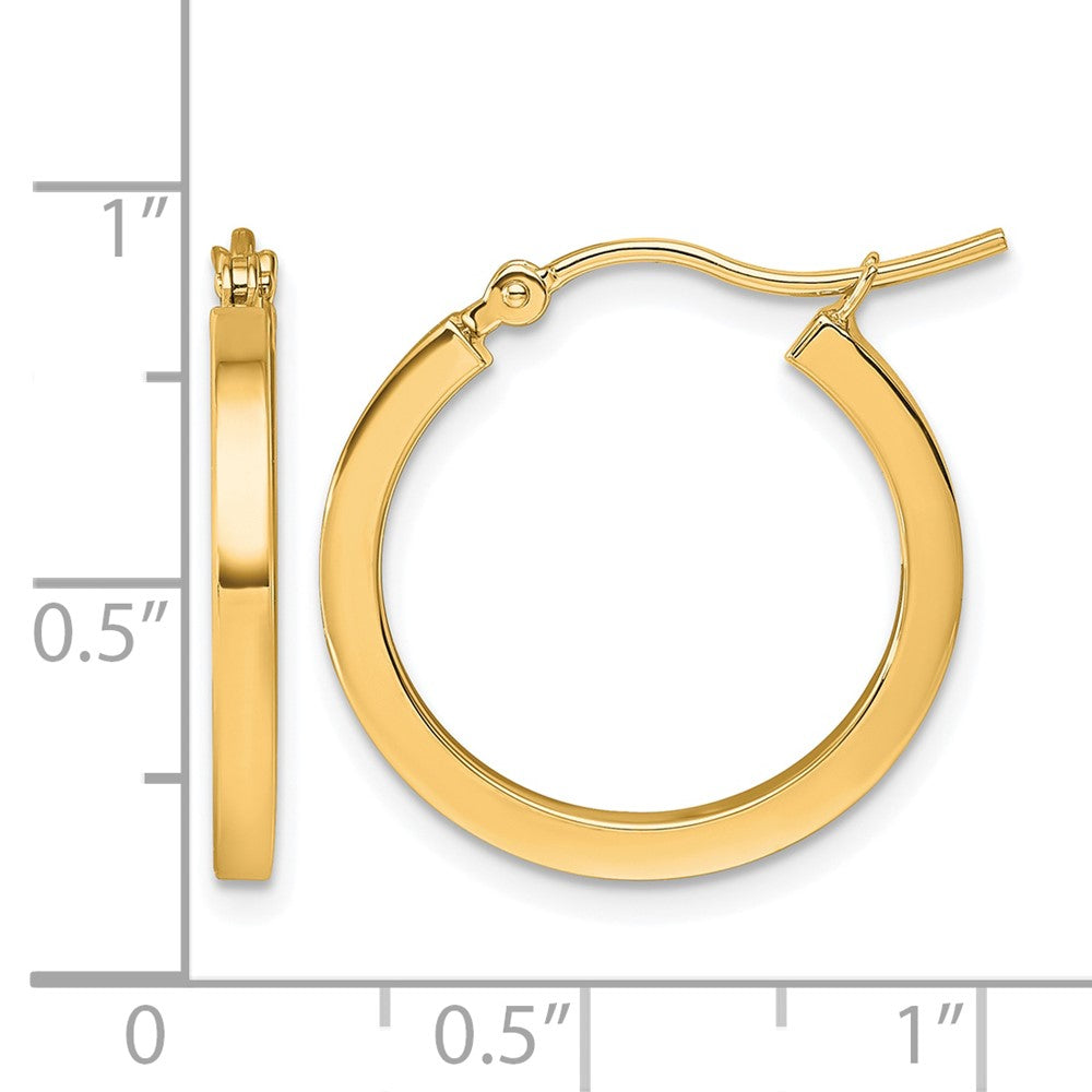 10K Gelbgold 2mm Quadratisch Röhre Creolen