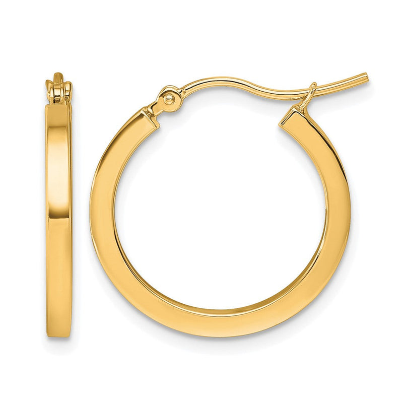 10K Gelbgold 2mm Quadratisch Röhre Creolen