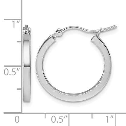 10K Weißgold 2mm Quadratisch Röhre Creolen