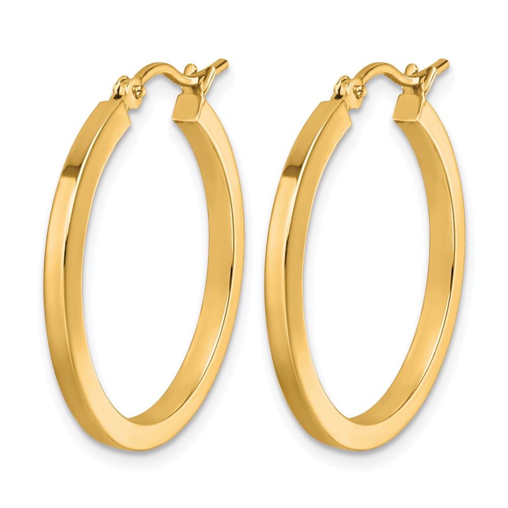10K Gelbgold 2mm Quadratisch Röhre Creolen