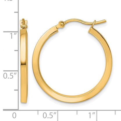 10K Gelbgold 2mm Quadratisch Röhre Creolen