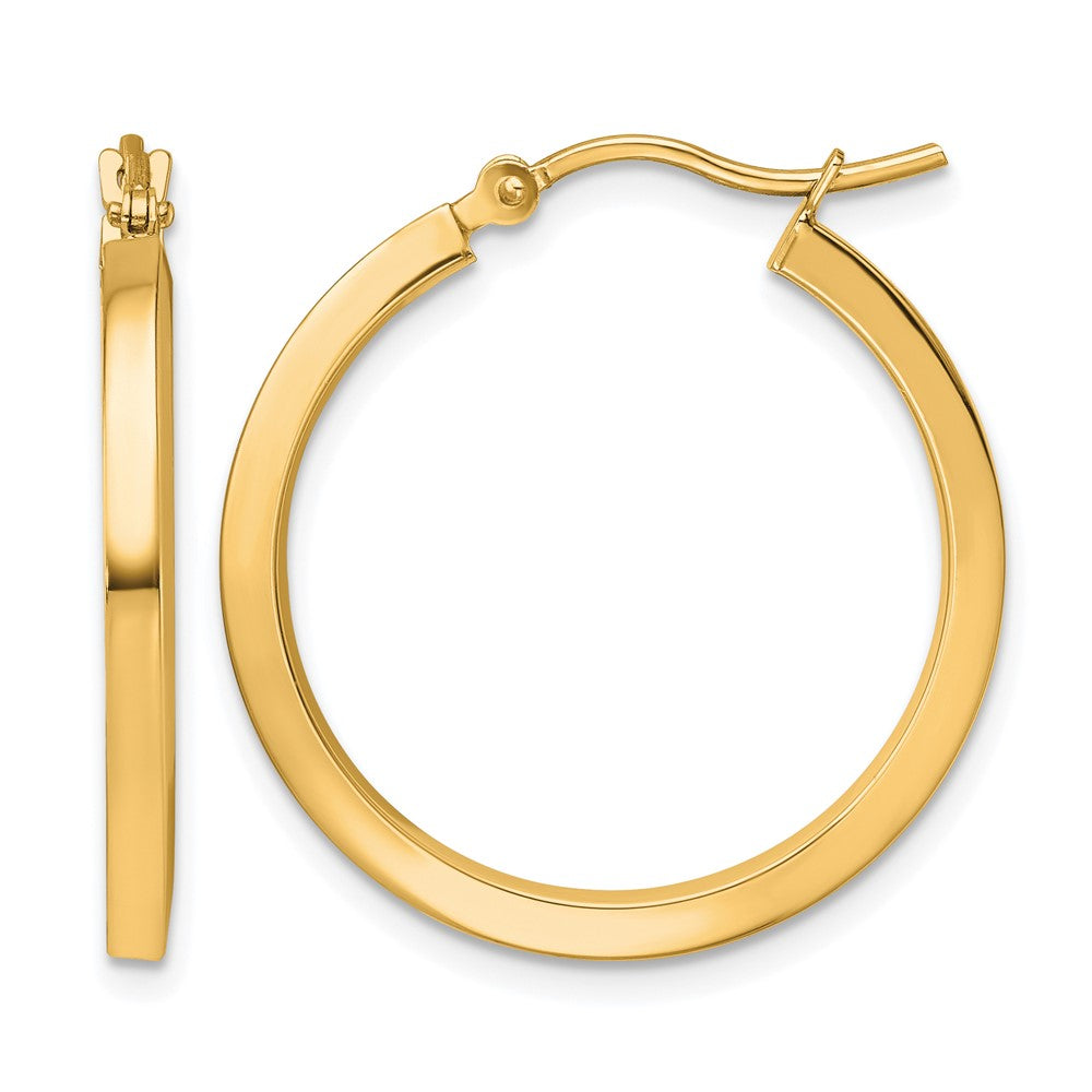 10K Gelbgold 2mm Quadratisch Röhre Creolen