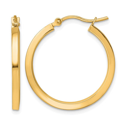 10K Gelbgold 2mm Quadratisch Röhre Creolen