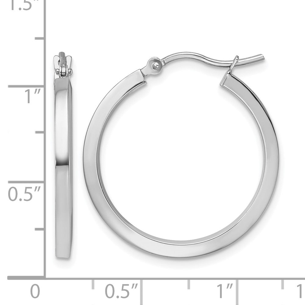 10K Weißgold 2mm Quadratisch Röhre Creolen