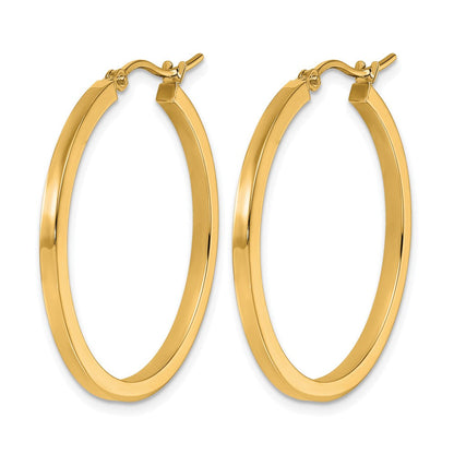 10K Gelbgold 2mm Quadratisch Röhre Creolen