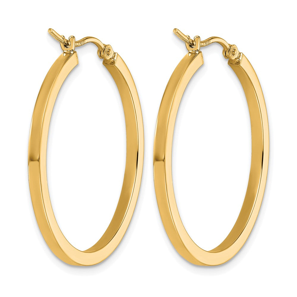10K Gelbgold 2mm Quadratisch Röhre Creolen
