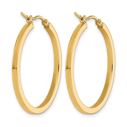 10K Gelbgold 2mm Quadratisch Röhre Creolen