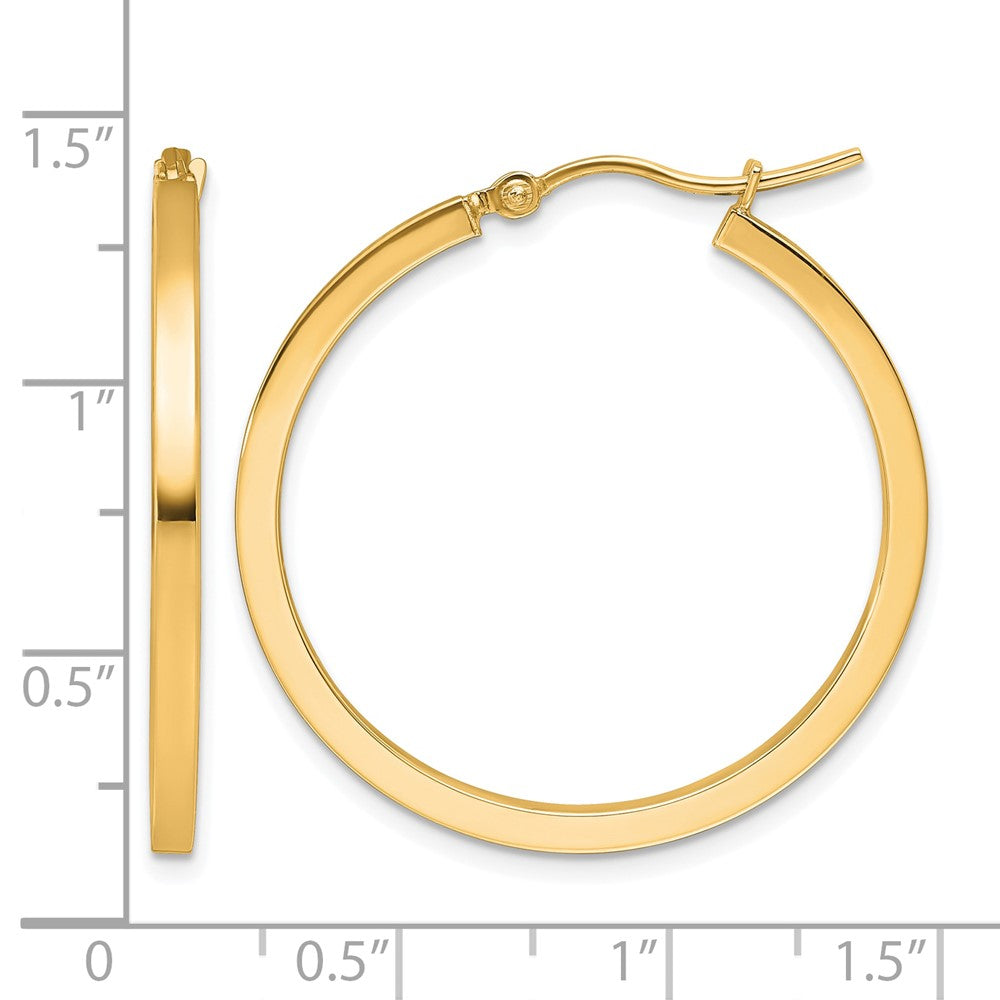 10K Gelbgold 2mm Quadratisch Röhre Creolen