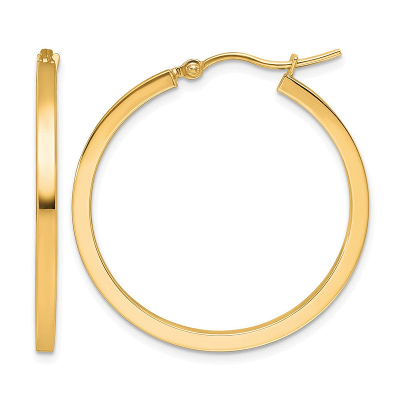 10K Gelbgold 2mm Quadratisch Röhre Creolen