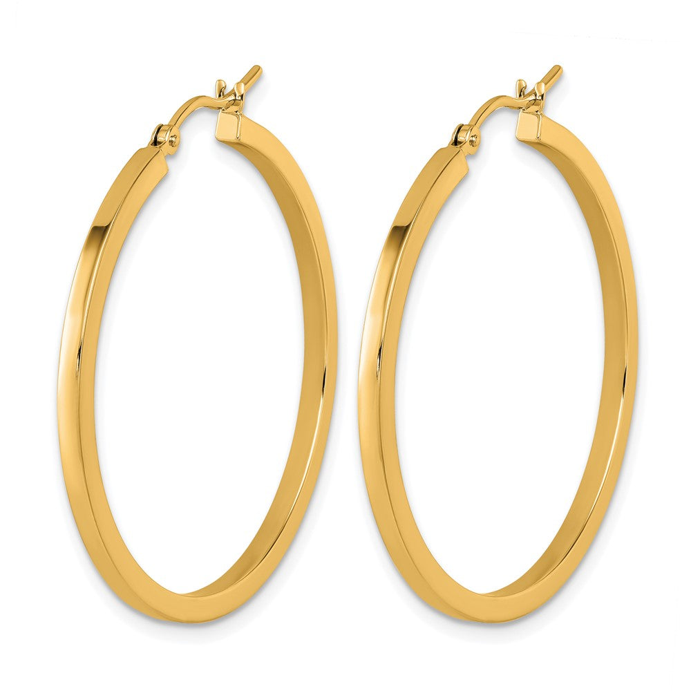 10K Gelbgold 2mm Quadratisch Röhre Creolen