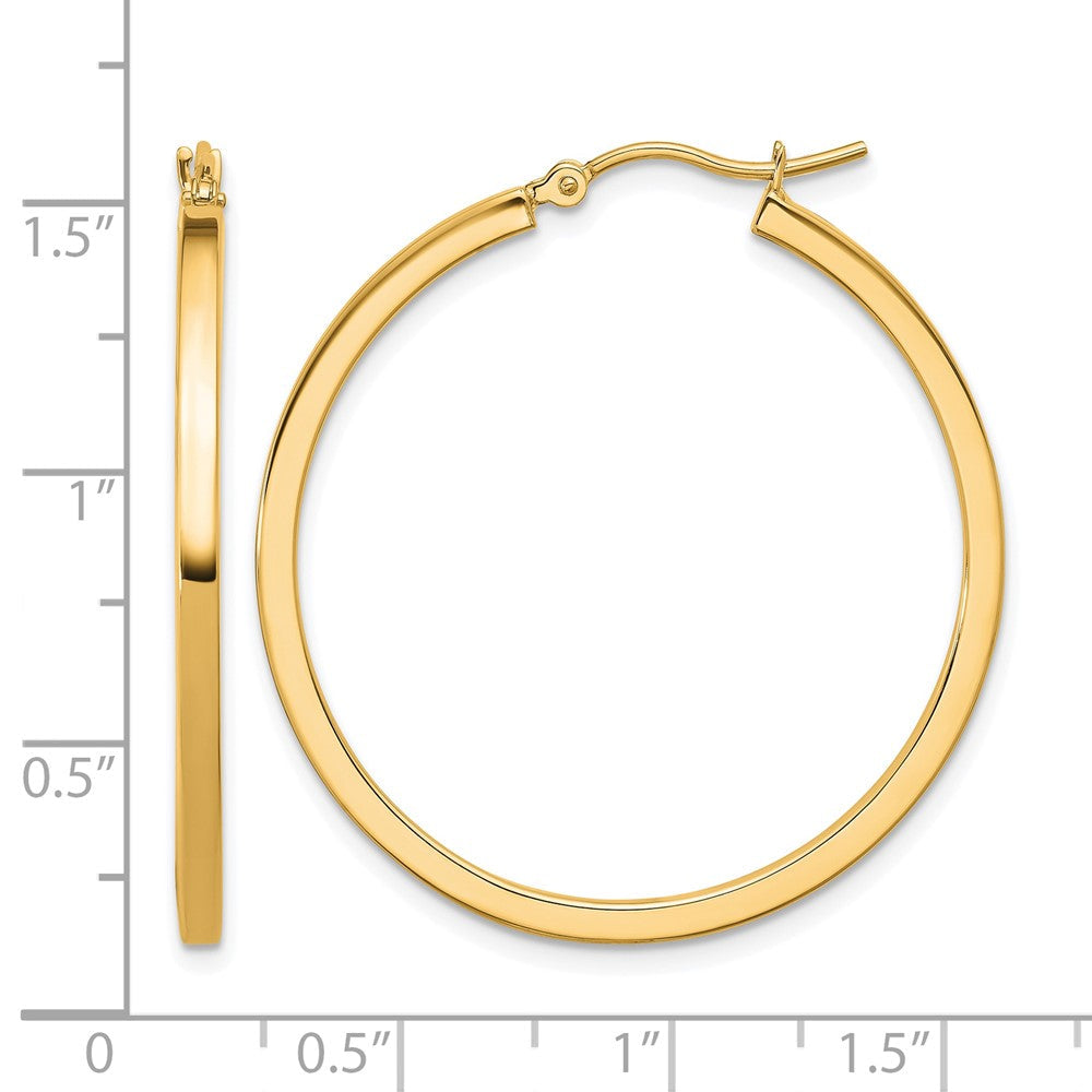 10K Gelbgold 2mm Quadratisch Röhre Creolen