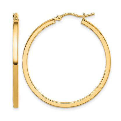 10K Gelbgold 2mm Quadratisch Röhre Creolen