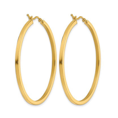10K Gelbgold 2mm Quadratisch Röhre Creolen