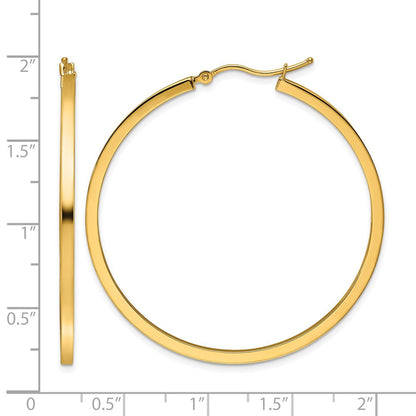 10K Gelbgold 2mm Quadratisch Röhre Creolen