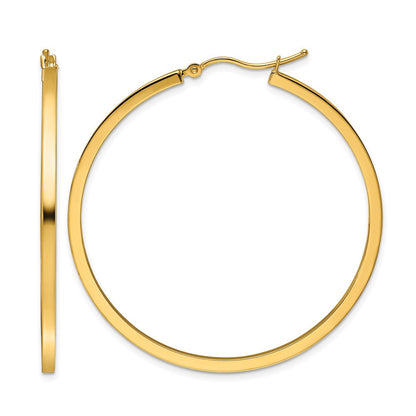 10K Gelbgold 2mm Quadratisch Röhre Creolen