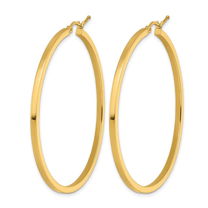 10K Gelbgold 2mm Quadratisch Röhre Creolen