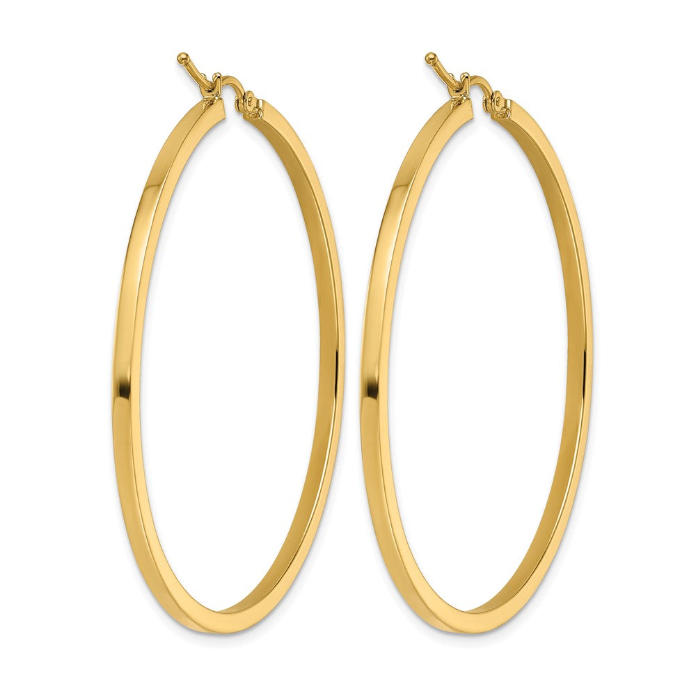 10K Gelbgold 2mm Quadratisch Röhre Creolen