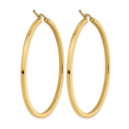 10K Gelbgold 2mm Quadratisch Röhre Creolen