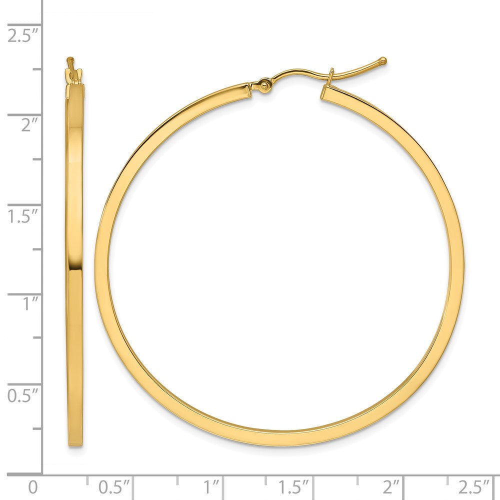 10K Gelbgold 2mm Quadratisch Röhre Creolen