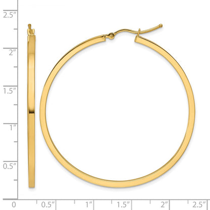 10K Gelbgold 2mm Quadratisch Röhre Creolen