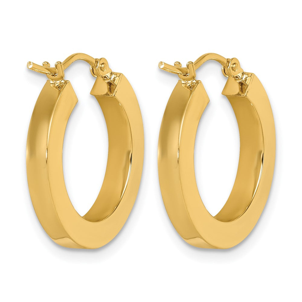 10K Gelbgold 3mm Poliert Quadratisch Creolen