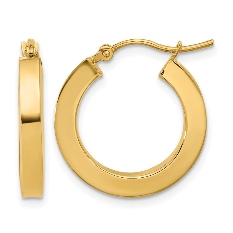 10K Gelbgold 3mm Poliert Quadratisch Creolen