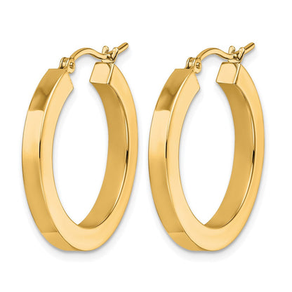 10K Gelbgold 3mm Poliert Quadratisch Creolen