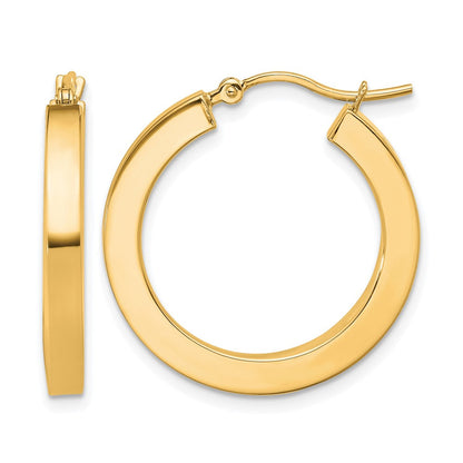 10K Gelbgold 3mm Poliert Quadratisch Creolen