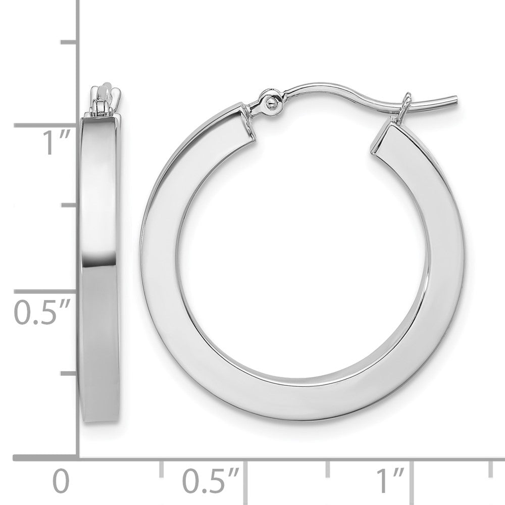 10K Weißgold 3mm Poliert Quadratisch Röhre Creolen